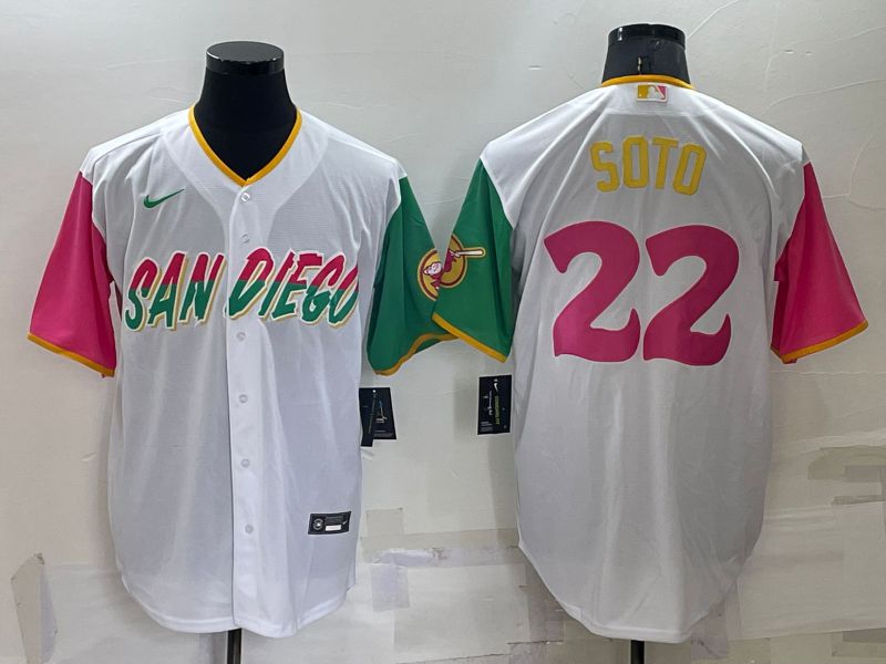 Men San Diego Padres 22 Soto White City Edition Game Nike 2022 MLB Jerseys